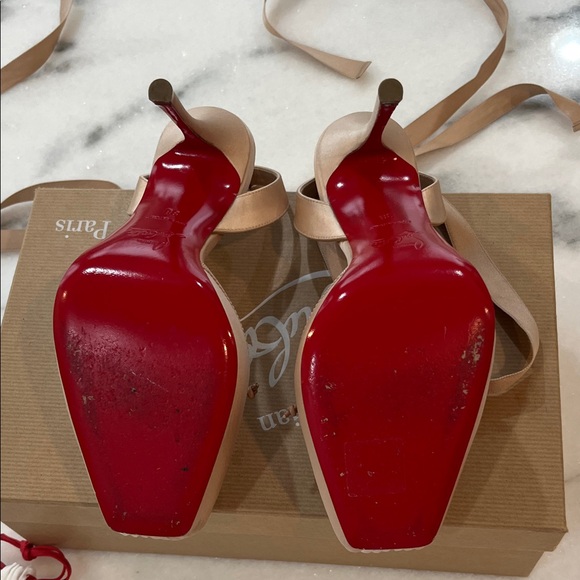 Christian Louboutin Satin Nude Heels size 38 - Picture 4 of 4